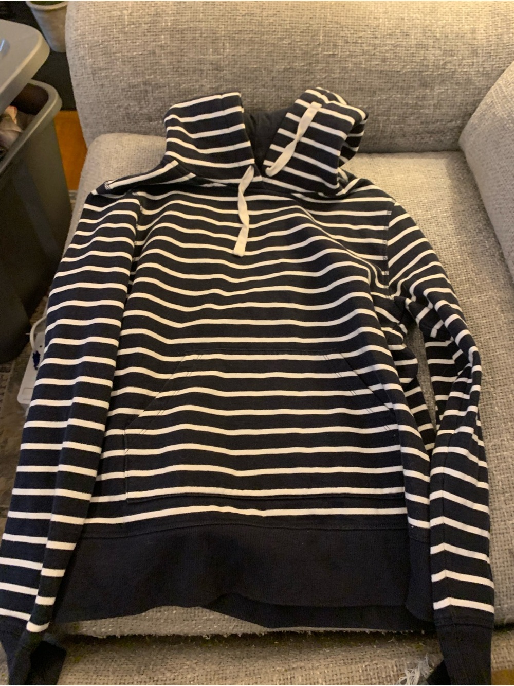 Amazon Essentials Navy and White Striped Hoodie